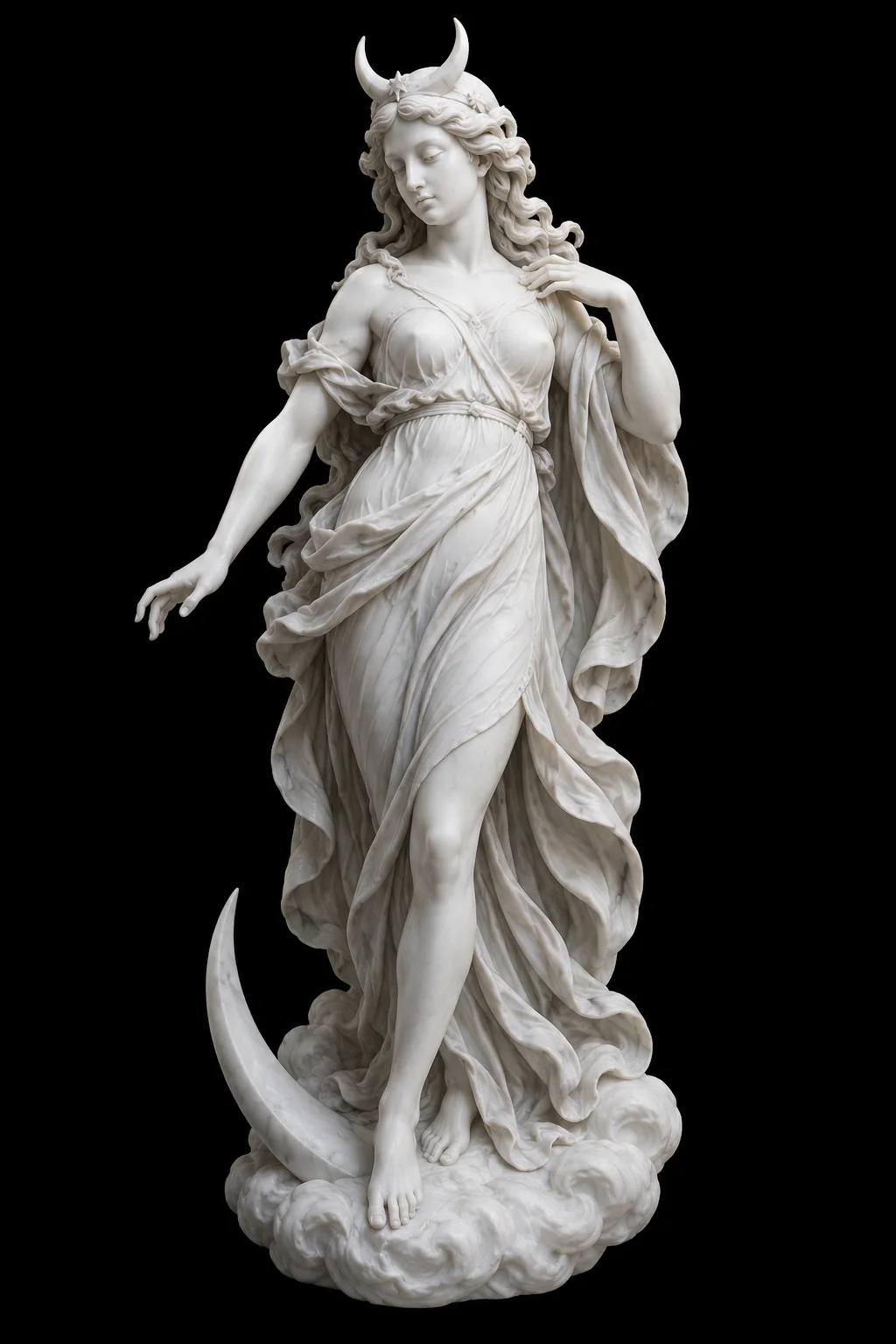 Selene Kreeka mütoloogia marmorfiguur